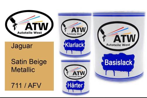 Jaguar, Satin Beige Metallic, 711 / AFV: 1L Lackdose + 1L Klarlack + 500ml Härter - Set, von ATW Autoteile West.
